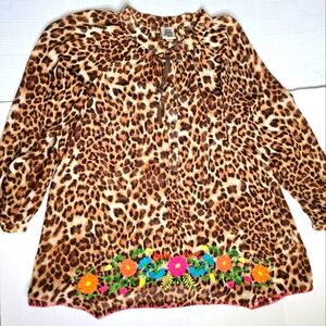 Ivy Jane Leopard Print Embroidered Tunic